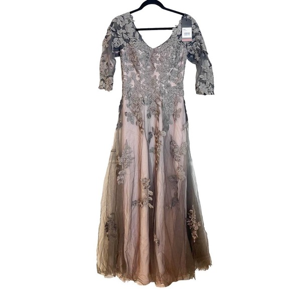 LA FEMME Lace & Tulle Embroidered A-Line Gown Size 4 NWT - Picture 8 of 9